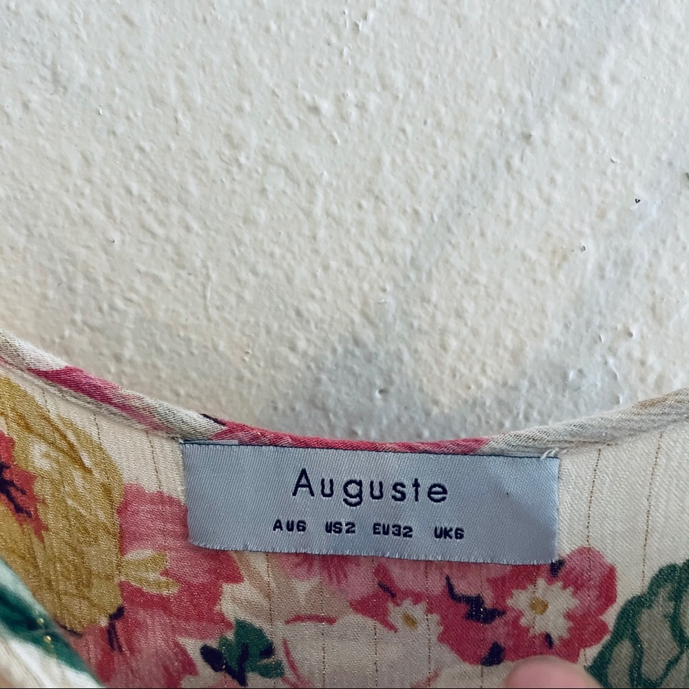 Auguste The Label Cream Floral Midi Dress with Pink & Green Bouquet - Picture 5 of 6